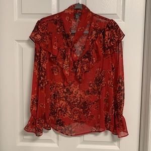 Primark Sheer Red Floral Blouse